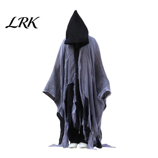 Stage Performance Ghost Cloak Grim Reaper Hooded for Men Women, Adult Scary Gothic Gauze Cape Wizard Cape, Halloween Cosplay Costume Masquerade Party