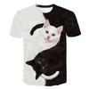 Summer Trendy Animal Cat Round Neck Short Sleeved 3D Digital Printed Men's Short Sleeved T-shirt