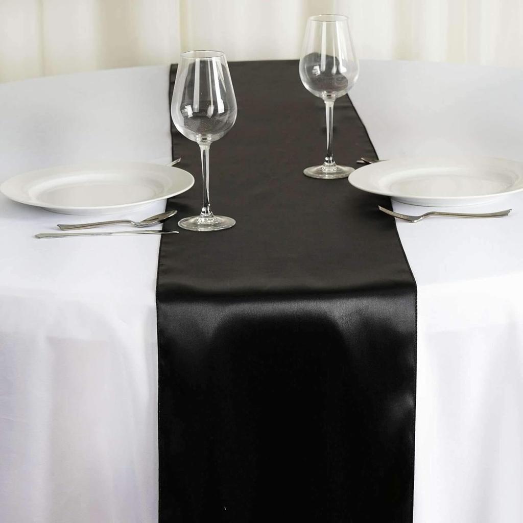 Pack of 4 Satin 12 X 108 inch Luxury Satin Table Runner, Perfect for Weddings, Holiday Dining, Banquets, Parties, & Events, Formal Dining & Home