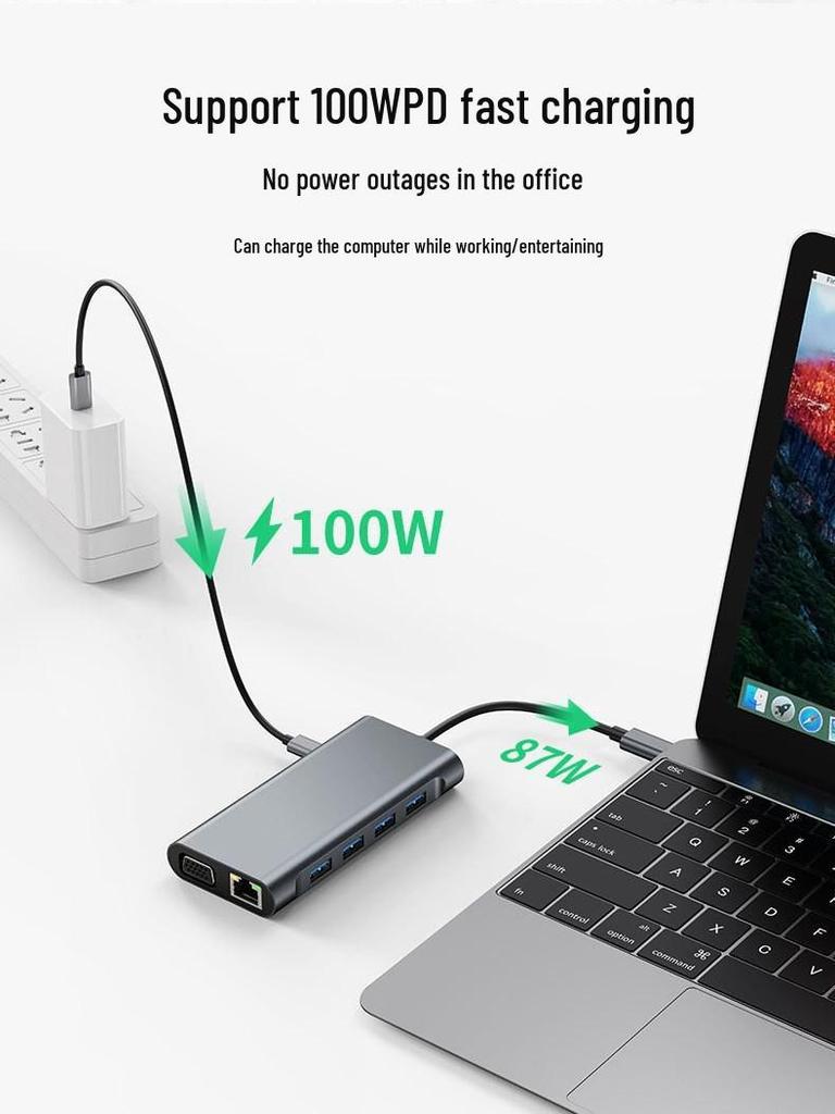11-in-1 USB-C Expansion Dock for Laptops with USB 3.0 and Gigabit Connectivity