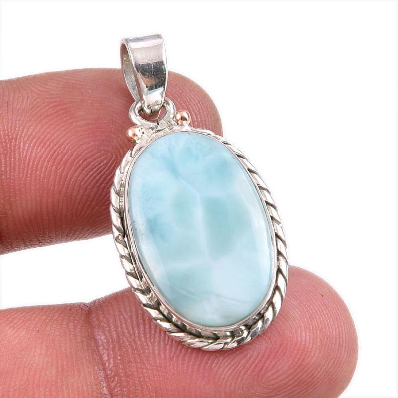 

Natural Republic Larimar Gemstone Handmade 925 Solid Silver Pendant 1.50 E3z77