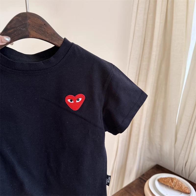 

Ice Silk Cotton Striped Heart Short Sleeve Baby Top - Unisex Summer 2025 90