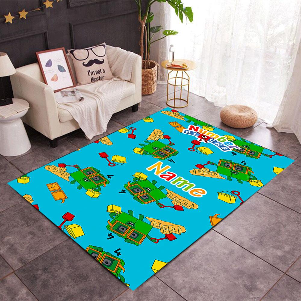 Tappeto da pavimento con blocchi numerici Inverno Divertente Nome Personalizzabile Tappeto per Ufficio Design per Stanze dei Giochi Camere da Letto Ingresso Tappeto Antiscivolo per Esterni Ufficio Arredamento per la Casa