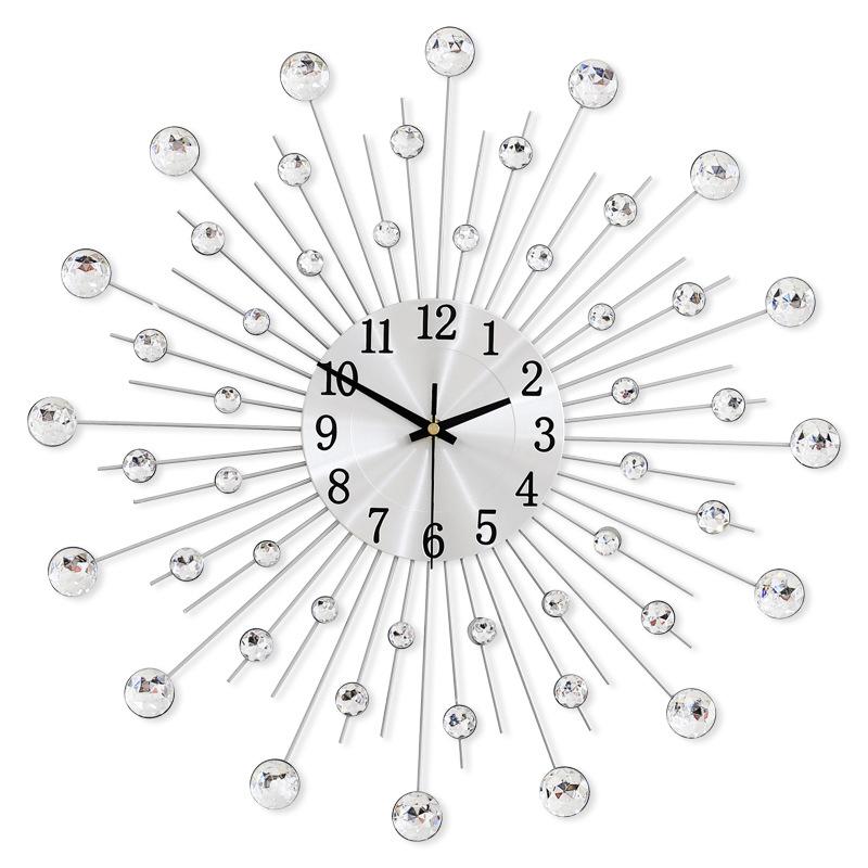 Gypsophila Diamond Fashion Wall Clock Wrought Iron Clock European Style Creative Decoration Clock Vintage Metal Art Wall Clock