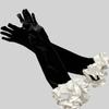 Vintage Schwarze Samt Rüschen Rüschen Verlängerte Handschuhe Reisefotograf Hand Ärmel Kleid Accessoire