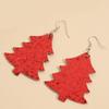 Creative Retro Christmas Tree Leather Earrings for Women - Sequin Pine Tree Double-Sided Print