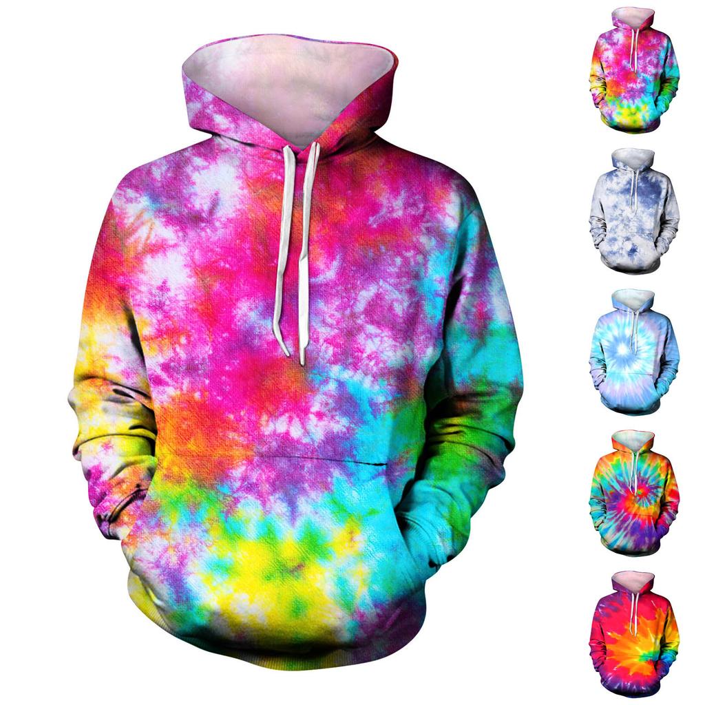 Volný pánský a dámský svetr s dlouhým rukávem a kapucí s módním potiskem