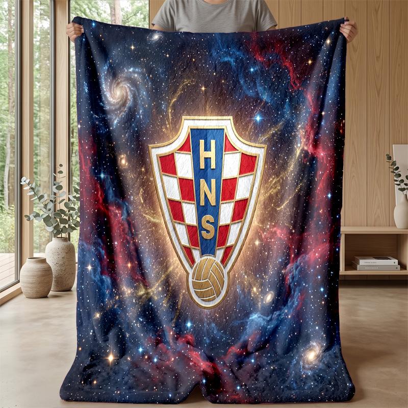 Croatia Football Printed Flannel Blanket Skin Friendly Warm Decorative Throw for Indoor Couch Bed Daily Use