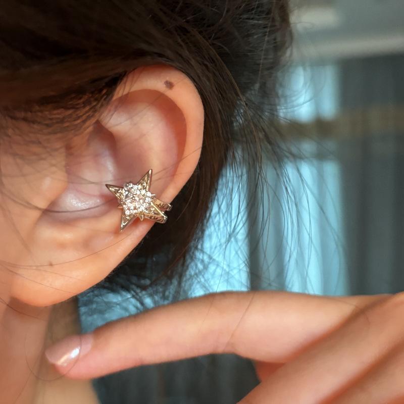Sweet and cool wind, mango zircon ear clips, no ear piercings, female niche design ear bone clips, light luxury high-end earrings wholesale