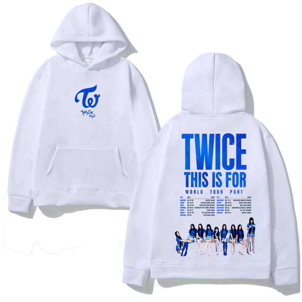 TWICE TOUR Punk Hooded With Pocket Fleece Comfortable Sweatshirt Oversized Long Sleeve Gothic Clothes Moletom Vintage Pullovers Grunge