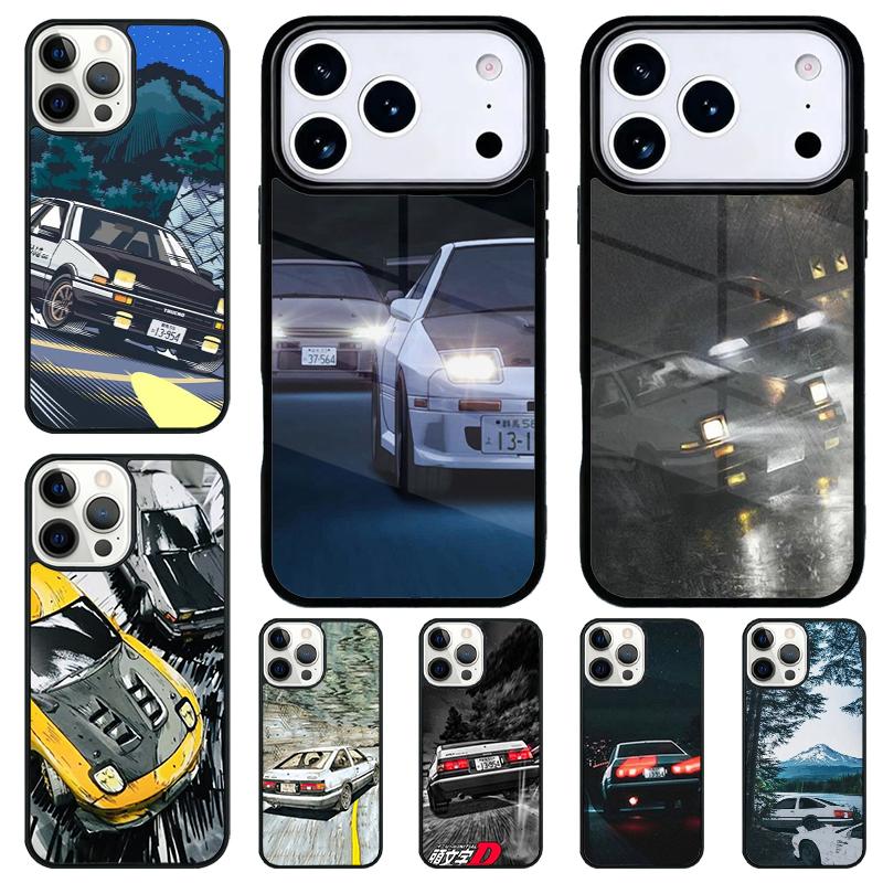 Initial D Drift soft Phone Case for iPhone 17 Air 16 15 11 12 14 13 Pro Max Shockproof Cover