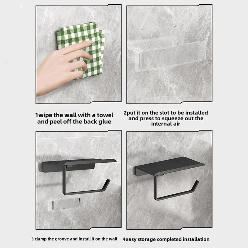 Držák na toaletní papír Plastový úložný stojan Kuchyňské utěrky Umístění lahví na koření Koupelna Stěna Role papíru Úložiště telefonu