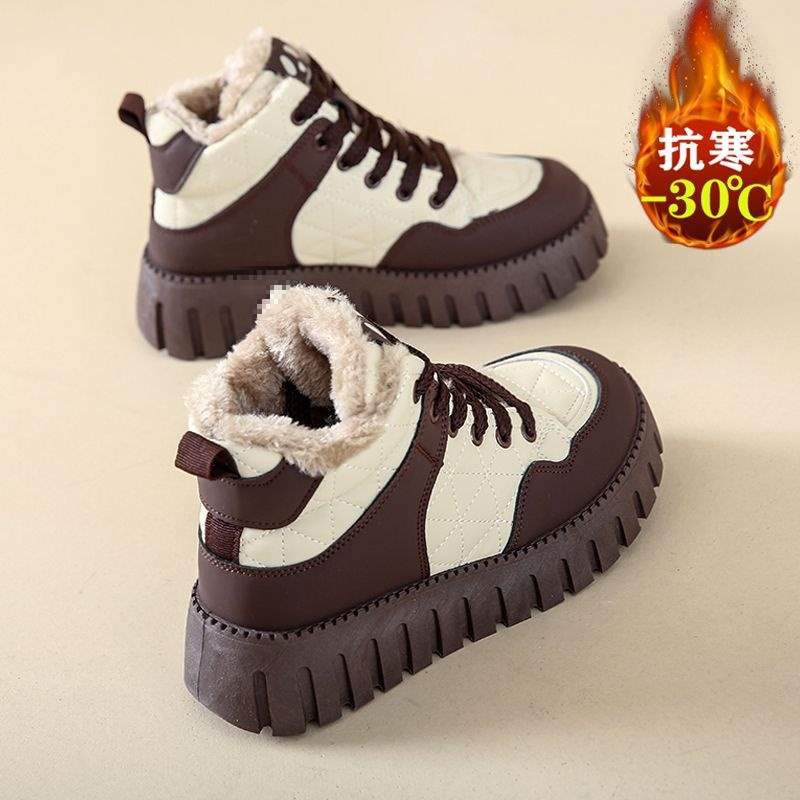 Girls Snow Boots Winter 2025 Fleece Thickened Medium and Older Children's Cotton Shoes Large Cotton Shoes Medium and Older Children's Girls Cotton 