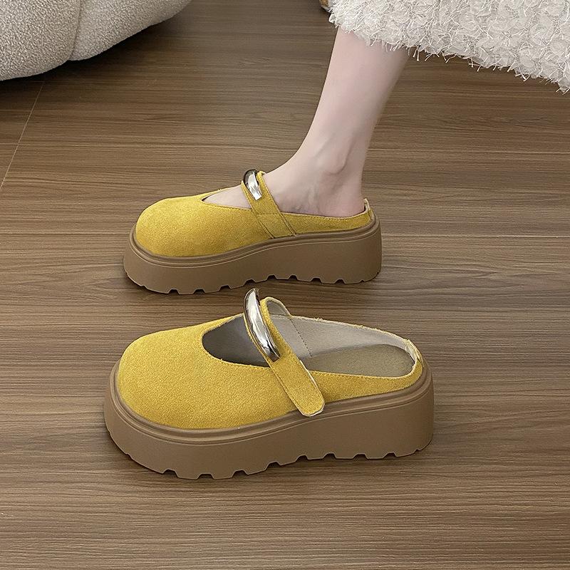 European Station Sponge Cake Bottom Slippers 2025 Spring and Summer New Thick-bottomed Versatile Outer Wear Heightening Non-slip Casual Bag Head Drag