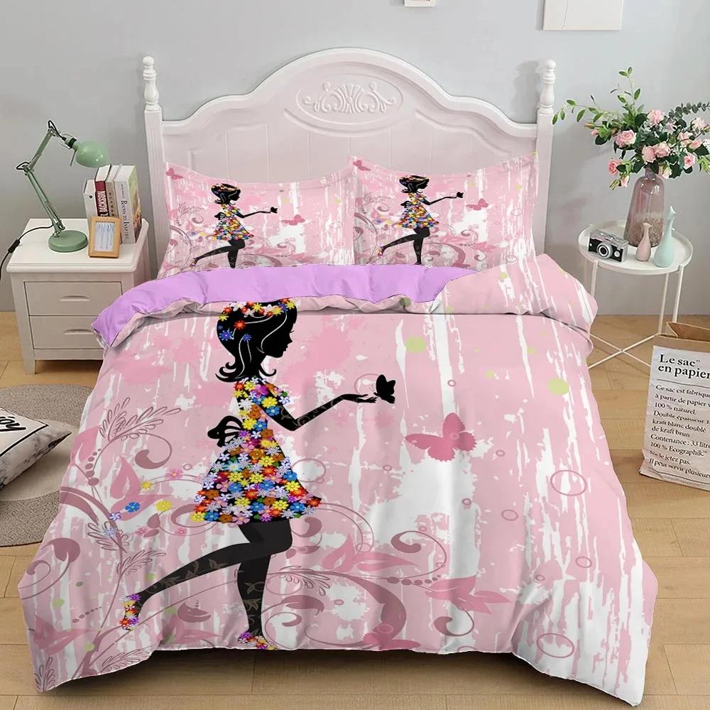 Beautiful Fairy Butterfly Duvet Cover Set Fantasy Butterfly Bedding Set Luxury Quilt Cover For Girls Woman Gifts King Bedspread