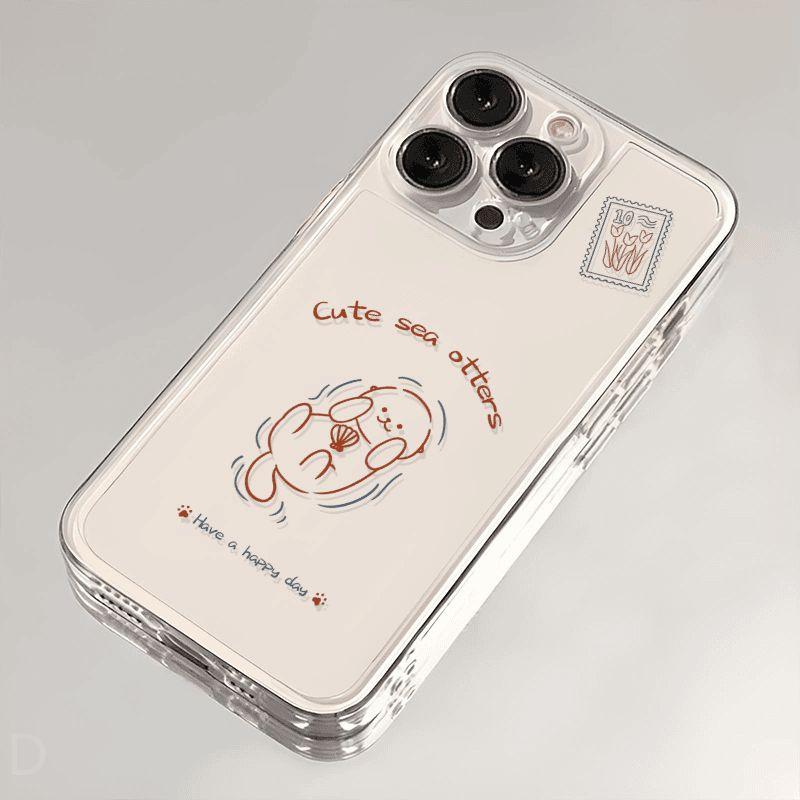 Милый Чехол для Телефона с Морскими Выдрами Для iPhone 17 16 15 11 12 14 13 Pro Max Mini X XS XR 7 8 Plus SE4 17E Мультяшные Чехлы с Животными iPhone17 Pro Max