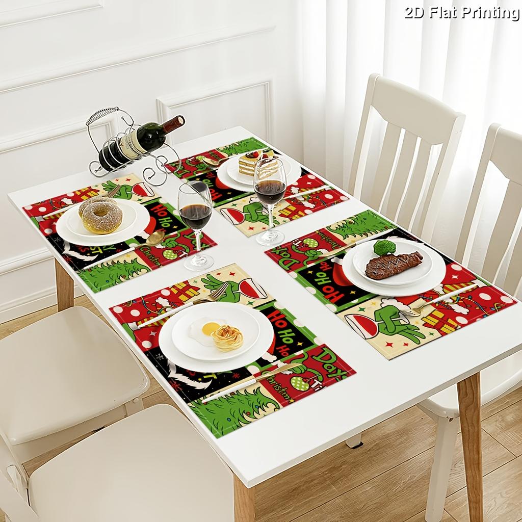 2D Flat 4pcs Christmas Holiday Placemats for Festive Table Decorations And Seasonal Home Decor