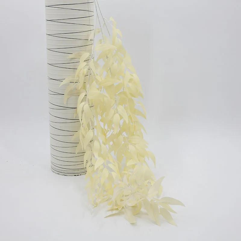 5Pc Artificial Willow Leaf Plant Rattan Wall Hanging Decoration Wedding Ceiling Background Fake Plants Vine Home Christmas Decor