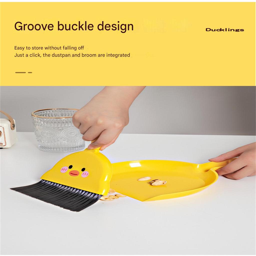 Little Yellow Duck Broom and Dustpan Combination Desktop Cleaning Small Broom Children's Student Desk with Mini Broom Set