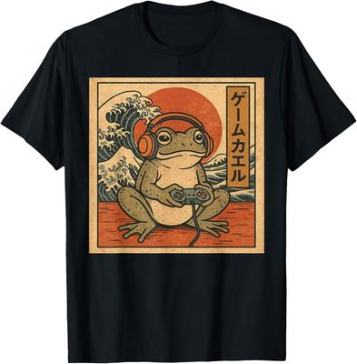 Gaming Frog Art Ukiyo-e Japanese Gamer Anime T-Shirt
