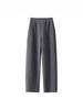 Women's Gray Cashmere Slimming Casual Autumn/Winter Pants - Narrow & Wide-Leg Options