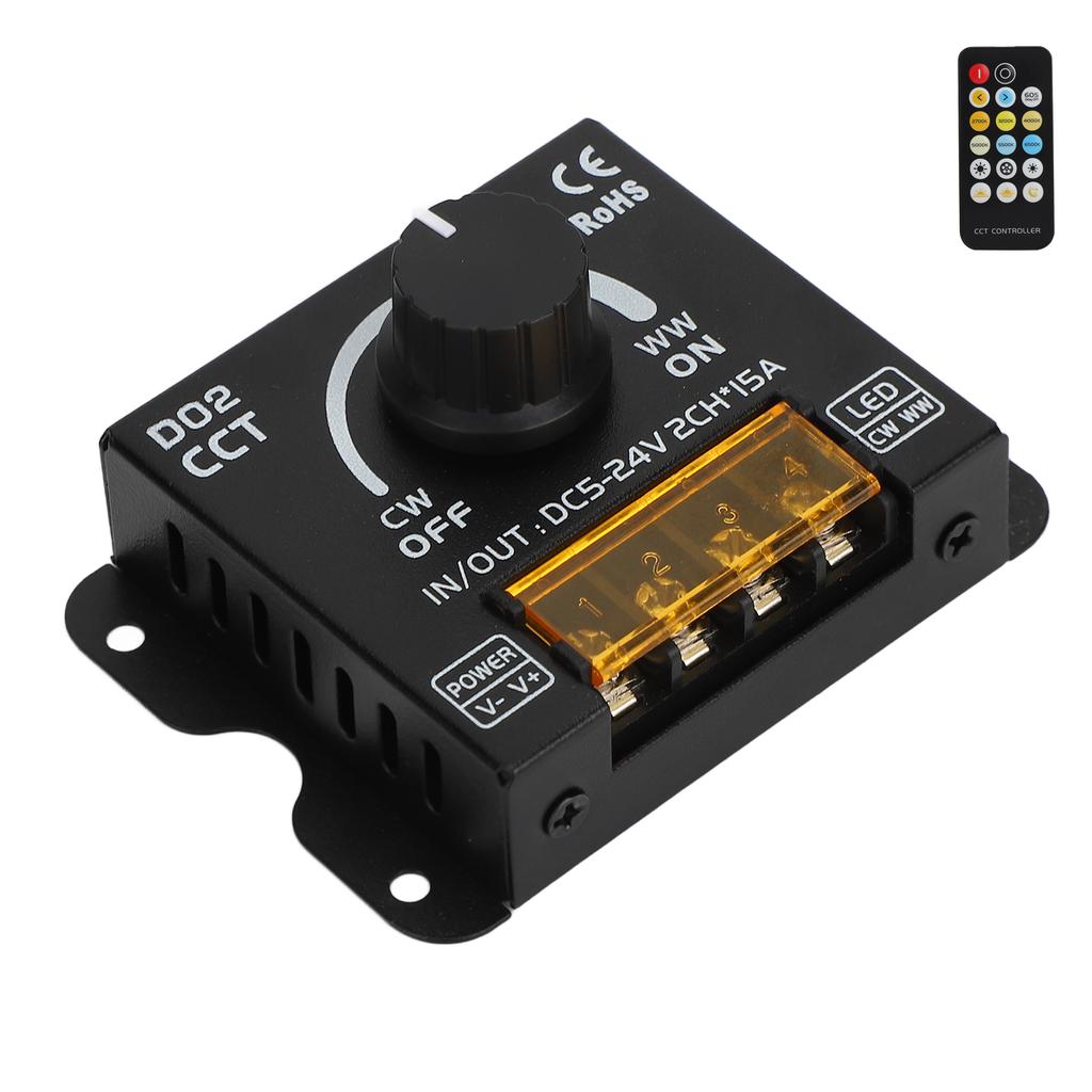 LED Dimmer 2 Kanal 360 Grad Encoder Farbtemperatur Drehknopf LED Lichtleiste Dimmer mit Fernbedienung