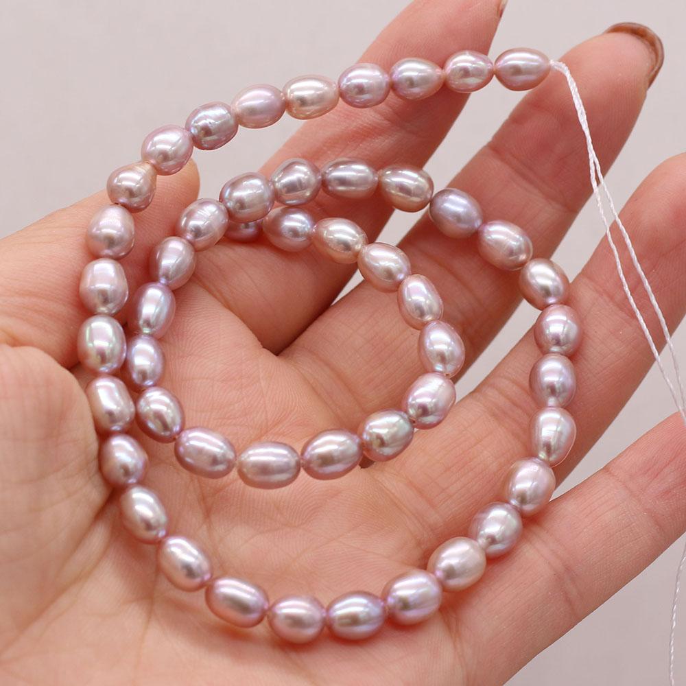 

1String, Boho Natural Freshwater Pearls, Rice-shaped Pearl Beads, 6-7 mm, for DIY Necklace Bracelet, Jewelry Making, Birthday Party Crafts, 36cm 1String/6-7mm-36cm фіолетовий