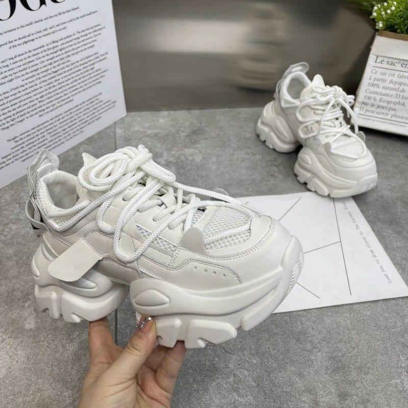 Trendy Mesh Dad Shoes for Women  Autumn New Style Thick Sole Height Increasing Versatile Casual Sports Vulcanized Shoes