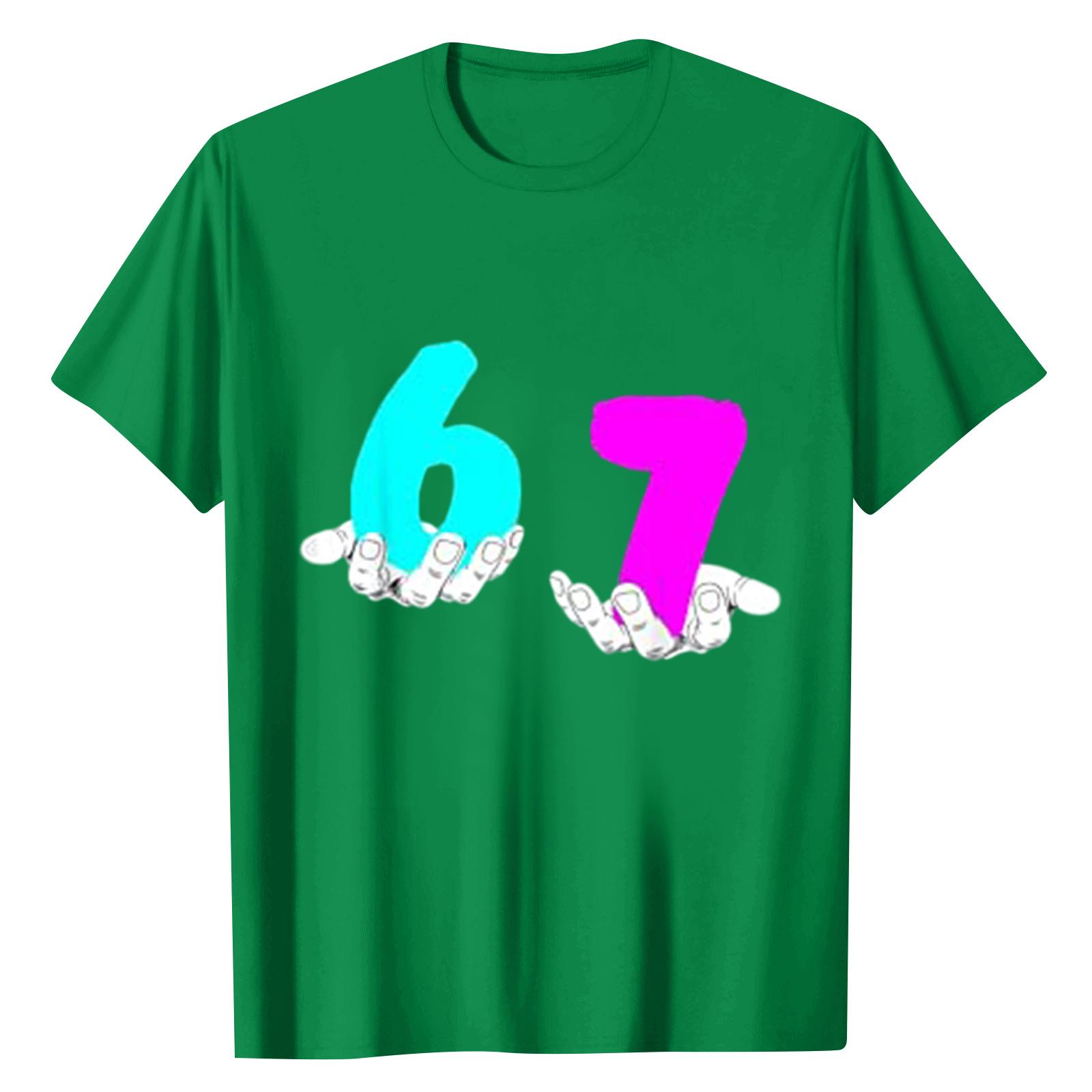 

Женский повседневный топ с цифровым принтом, круглым вырезом и короткими рукавами XXL зелёный