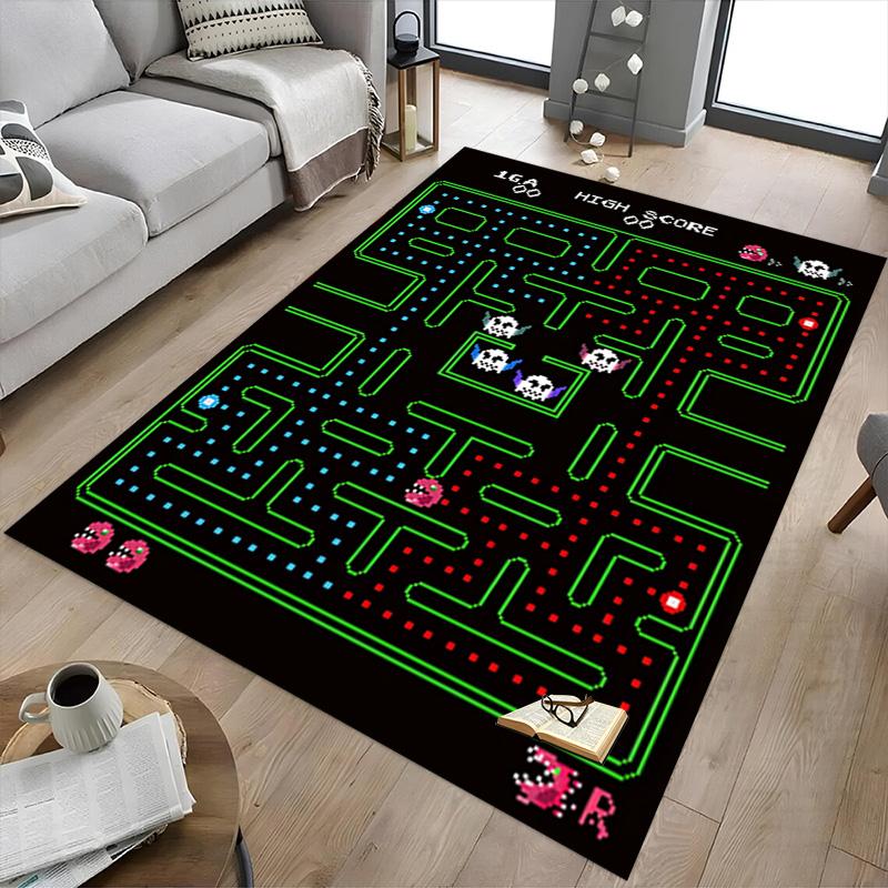 1pc Pacman Mongkok Adventure Carpet for Playroom Bedroom Living Room Sofa Home Decor,kids Game Area Rug Non-slip Floor Mat Y730141