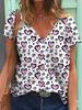 Leopard Butterfly 3D Print T-Shirts Women's Streetwear Short Sleeve V-Neck T Shirt Casual Tops Y2k Harajuku Tees Female Clothing