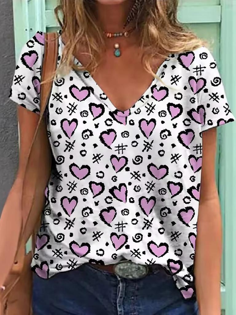 Leopard Butterfly 3D Print T-Shirts Women's Streetwear Short Sleeve V-Neck T Shirt Casual Tops Y2k Harajuku Tees Female Clothing