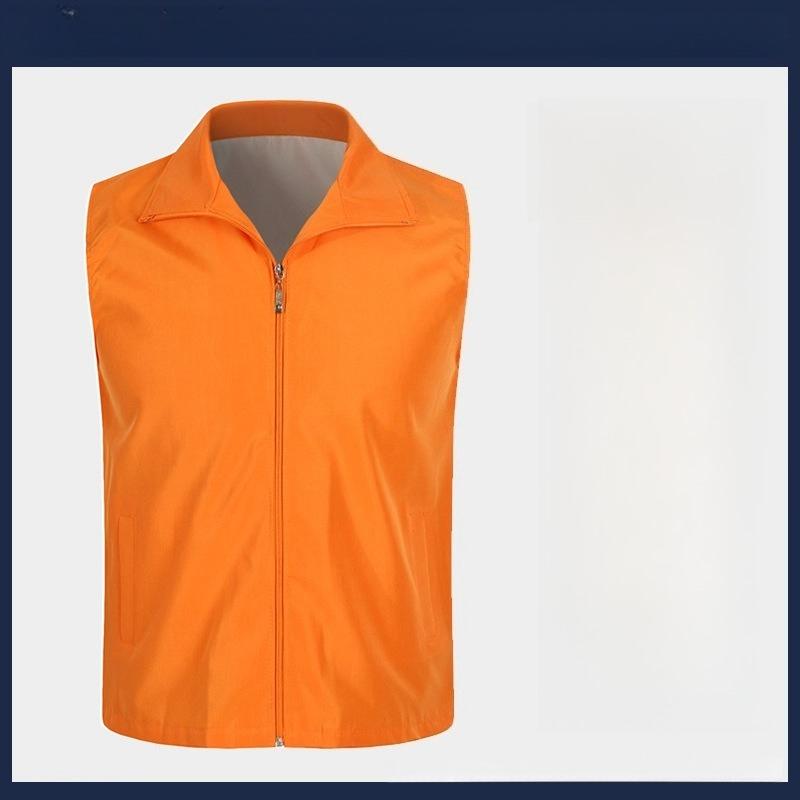 Lapel Sleeveless Pockets Zipper Placket Mesh Lining Outdoor Vest Volunteer Bright Color Slim Fit Work Waistcoat