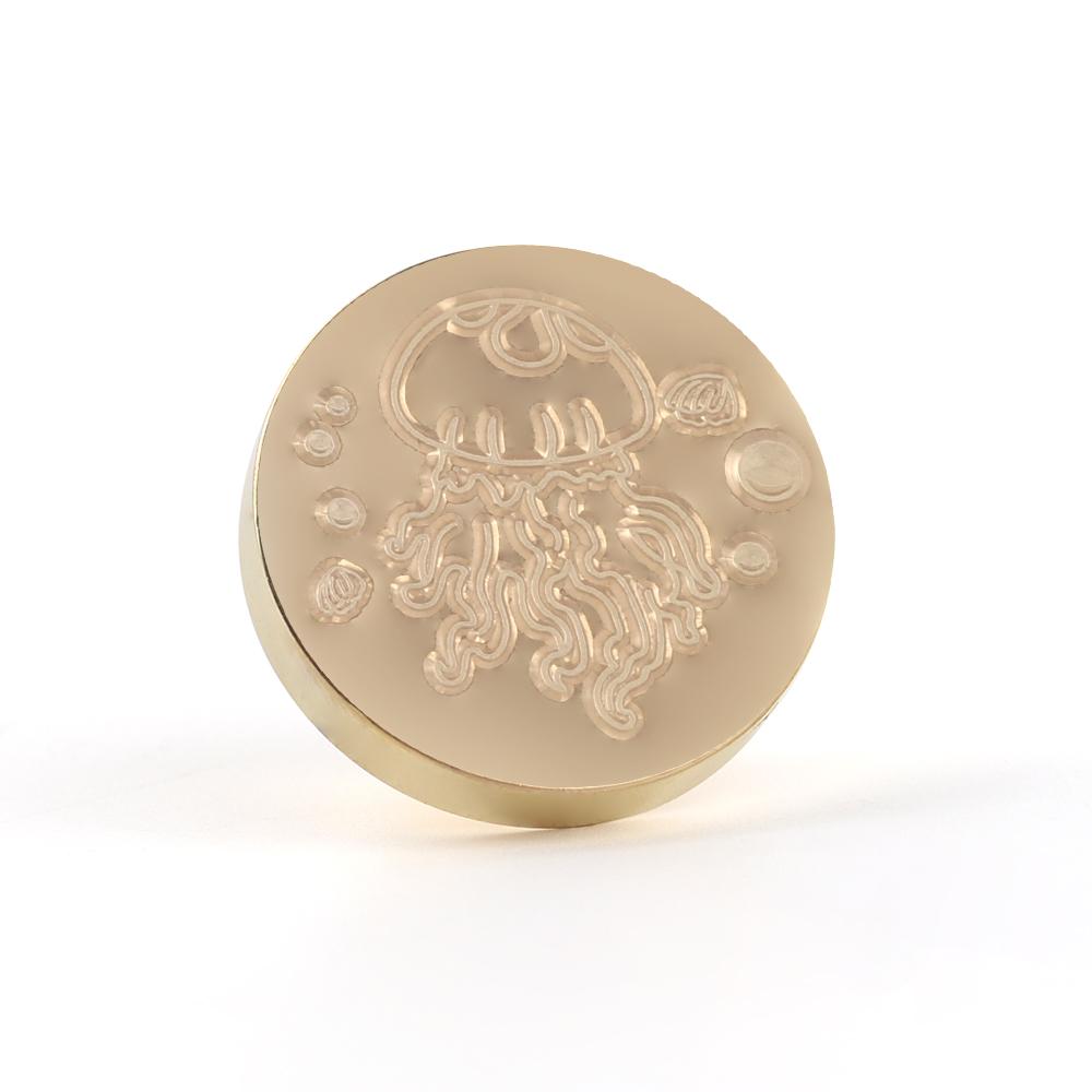 1pc Ocean Series Wax Seal Stamps Trident Goldfish Hook Shark Pattern Wax Sealing Stamps 25mm Removable Brass Head For Decorating
