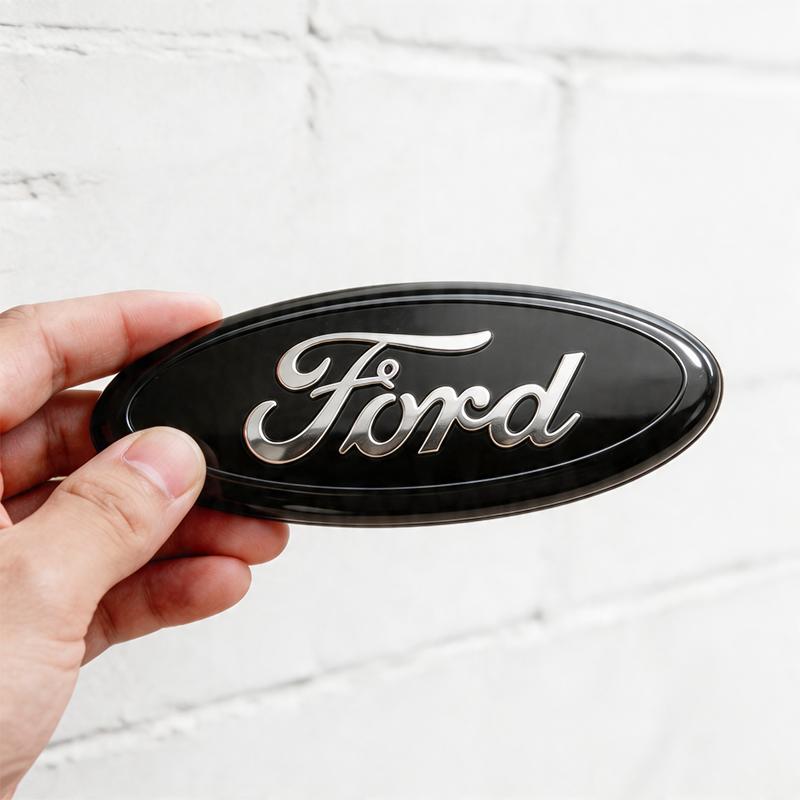 AKC1 14.5cm Aluminum Car Front Grille Emblem Rear Trunk Logo Badge For Ford Fiesta Focus 2 3 Mondeo Edge Ranger Fusion S-MAX Transit