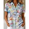 Camisa para Mujer Camisa de Manga Corta Blusa de Botones Estampado Desgastado Diaria Casual Cuello Regular Tops Diarios Verano Primavera