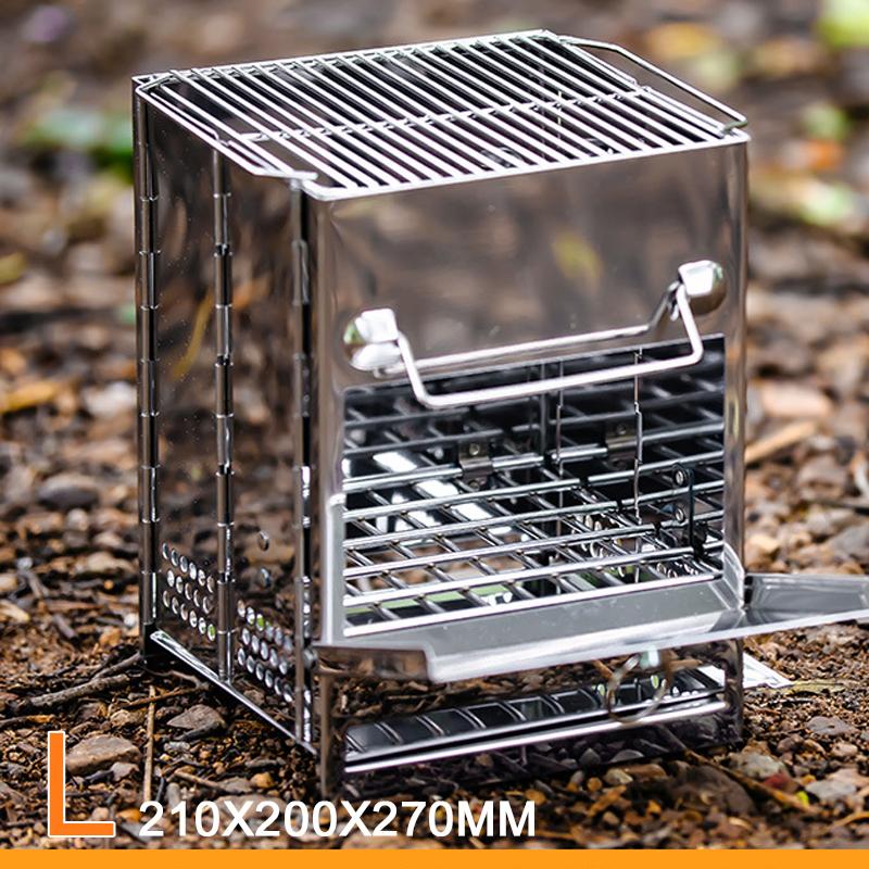 Outdoor Camping Stove Stainless Steel Wood Stove Ultralight Folding Pocket Stove Camp Fishing Hiking Stove Picnic Cooking Oven