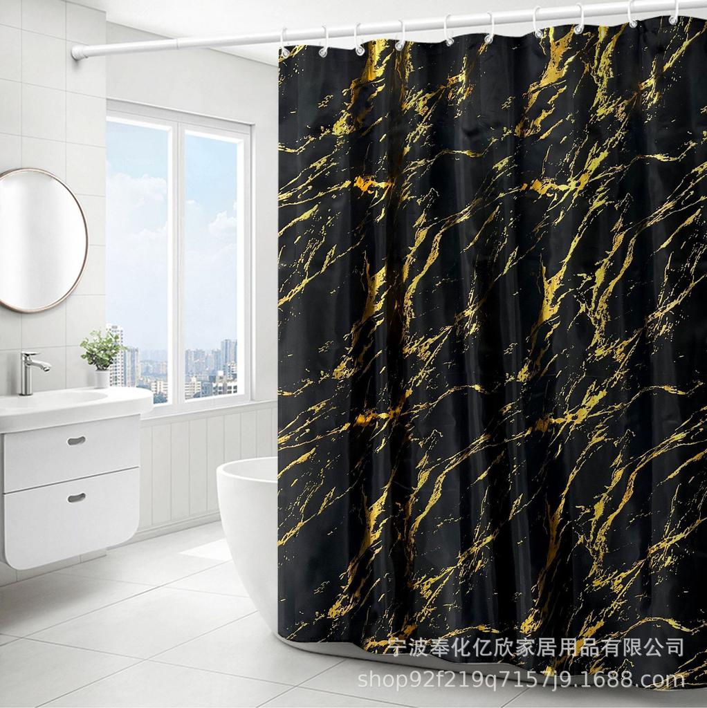 Luxury Minimalist Waterproof Marble Pattern Shower Curtain Partition