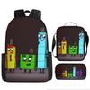 Digital Building Block Numberblocks School Bag Large Capacity Polyester Backpack Satchel Bag Pencil Bag Backpack Three-Piece Set
