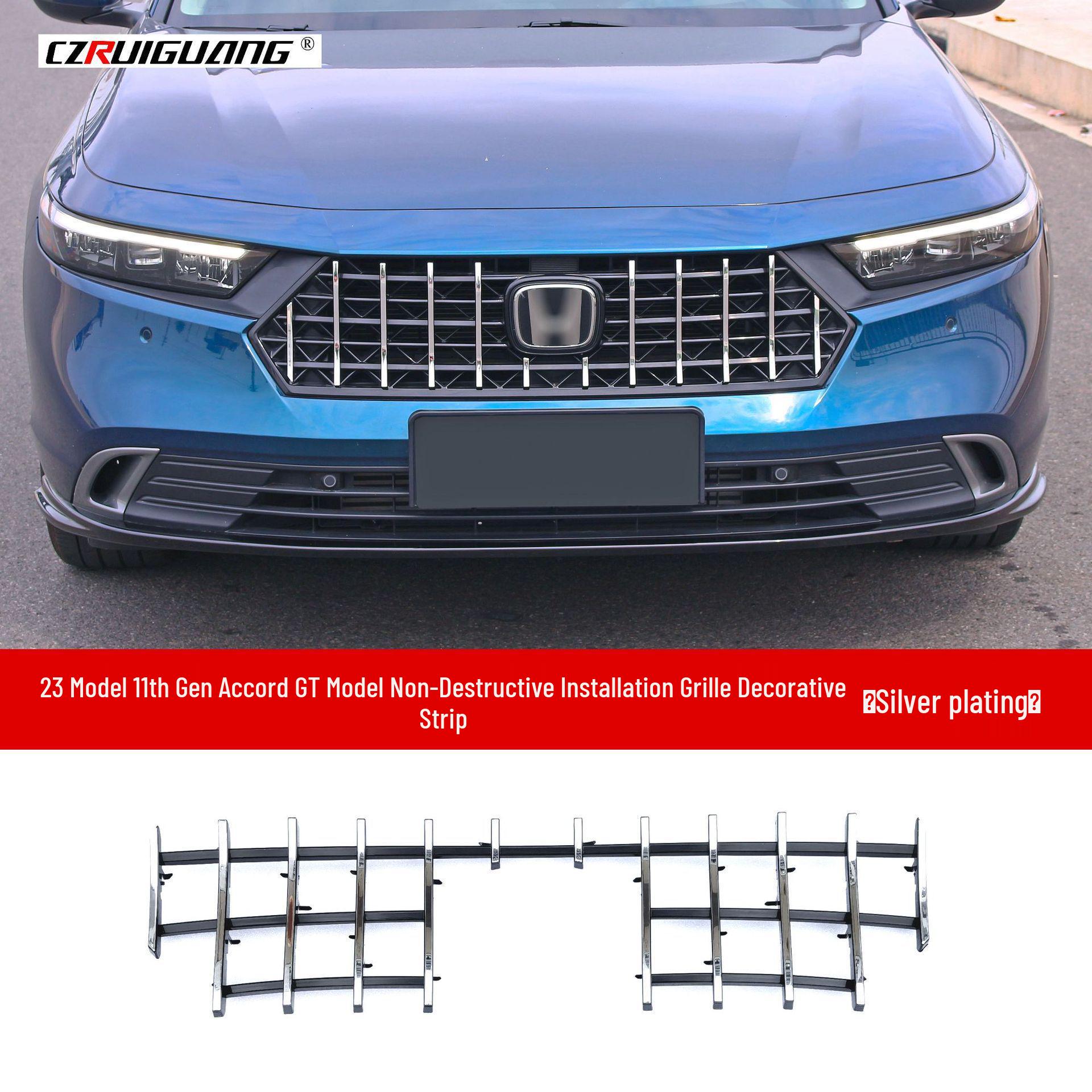 Compatible with 2023 11th Gen Accord: GT Style Grille Kit - Front Lip, Skirts, Louvers, Tail Wing.
