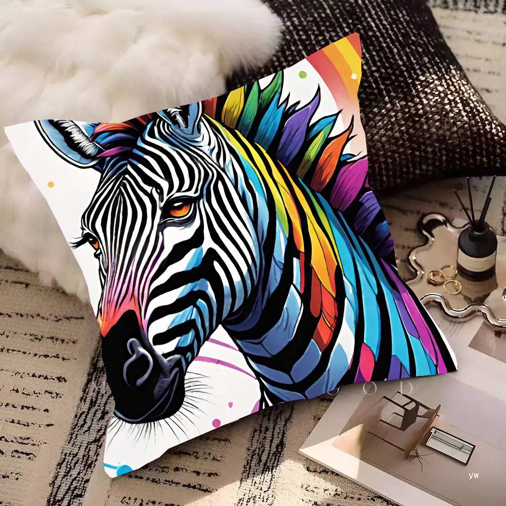 Abstract Zebra Color Pillow Case Fashion Square Pillowcase Bedroom Sofa Room Ins Decoration Leisure