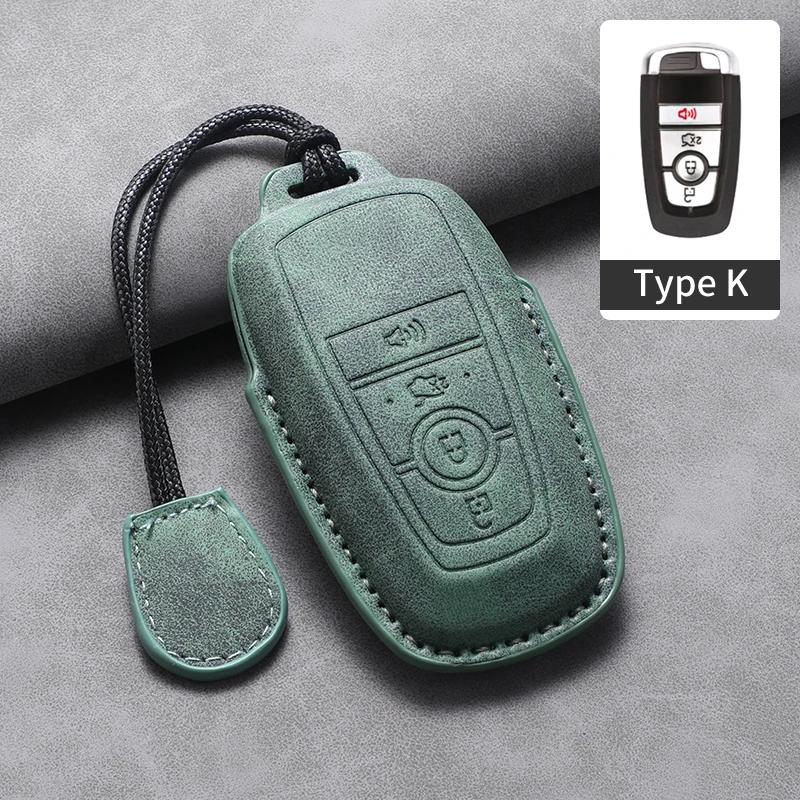 4 5 Tasten Leder Auto Schlüsselhülle Abdeckung Für Ford Fusion Mustang Edge Explorer Focus F150 F250 F350 F550 Escape für Lincoln Mondeo