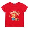 Camiseta Infantil de Algodón 100% Fresa con Pastel Estampado de Dibujos Animados Retro Camisetas Lindas de Manga Corta Casual Cuello Redondo Tops para Niños Camiseta de Anime de Verano