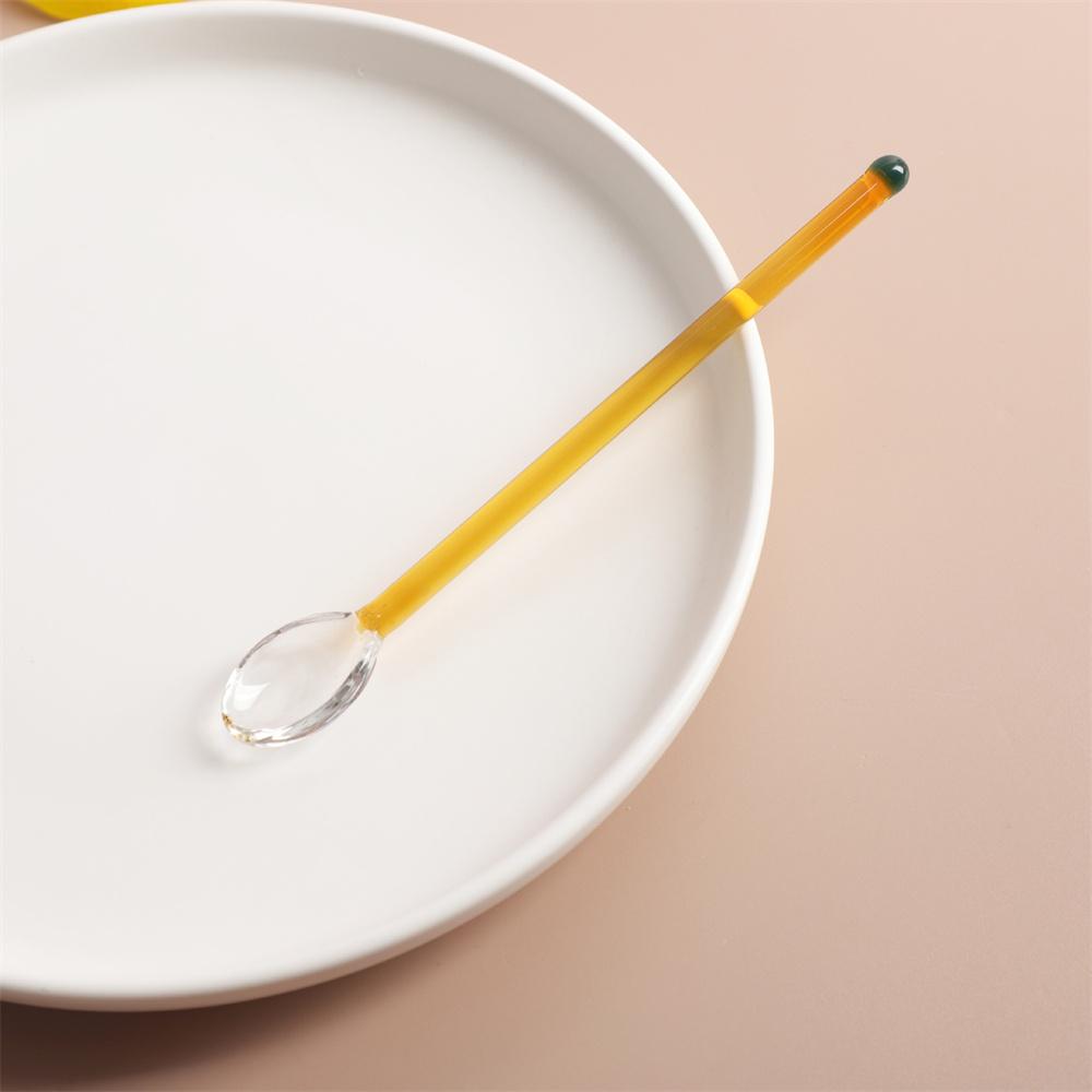 Skleněná dezertní lžička ve stylu INS, průhledná, odolná vůči vysokým teplotám, k míchání kávy, s dlouhou rukojetí, čajové lžičky, dárek