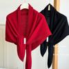 Wool Cashmere Knitted Large Triangle Scarf with Shawl Basic Women's Neck Protector