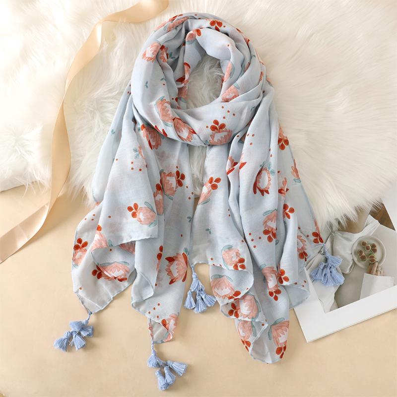 90*180CM New Fashion Printed Soft Linen Cotton Scarf Shawls Abstract Floral Tassel Viscose Scarves Lady High Quality Long Hijab