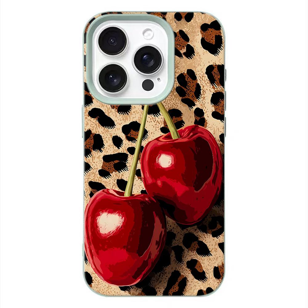 

Leopard Cherry Pink Glitter Leopard Lip Phone Case For Iphone 17 Air 16 16e 15 14 13 12 11 Pro Max Shockproof Protective Cover iphone 16
