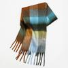 High-end color matching mohair scarf women's autumn and winter warmth thickened versatile plaid tassel