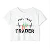 Full Time Trader Crop Top Stock Market Candlestick Chart Tee (78 characters)
