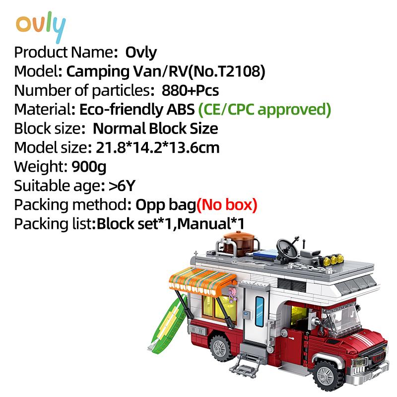 

Ovly Кемпер Автодом Автомобиль Конструктор MOC Игрушка Образовательные Декоративные Орнаменты Набор Блоков Подарок на День Рождения Детям